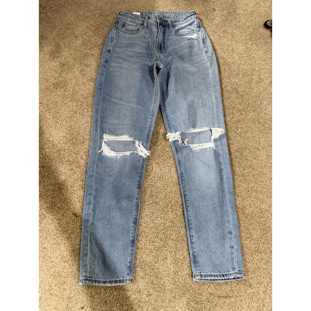 American Eagle Womens Mom Jeans Ripped Knee Size 00